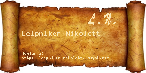 Leipniker Nikolett névjegykártya